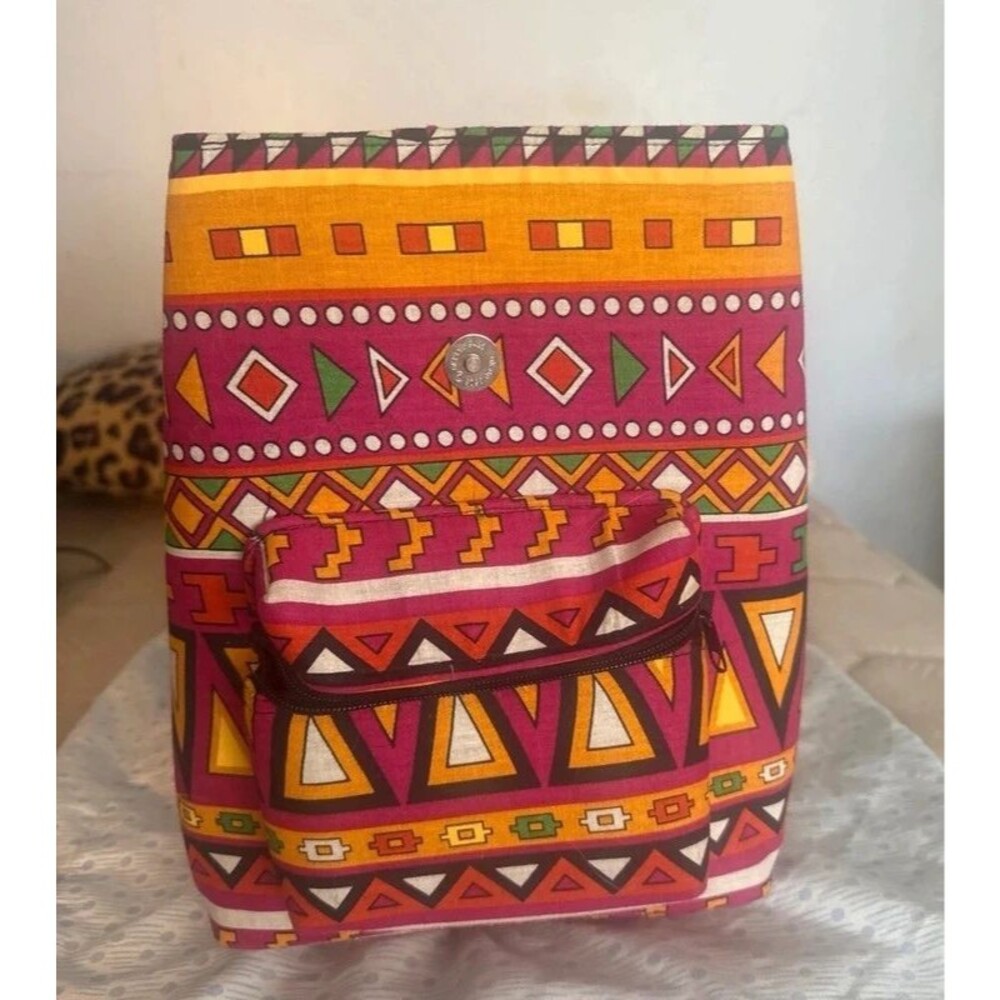 Colorful Geometric Print Backpack – Adjustable Straps - Picture 3 of 6